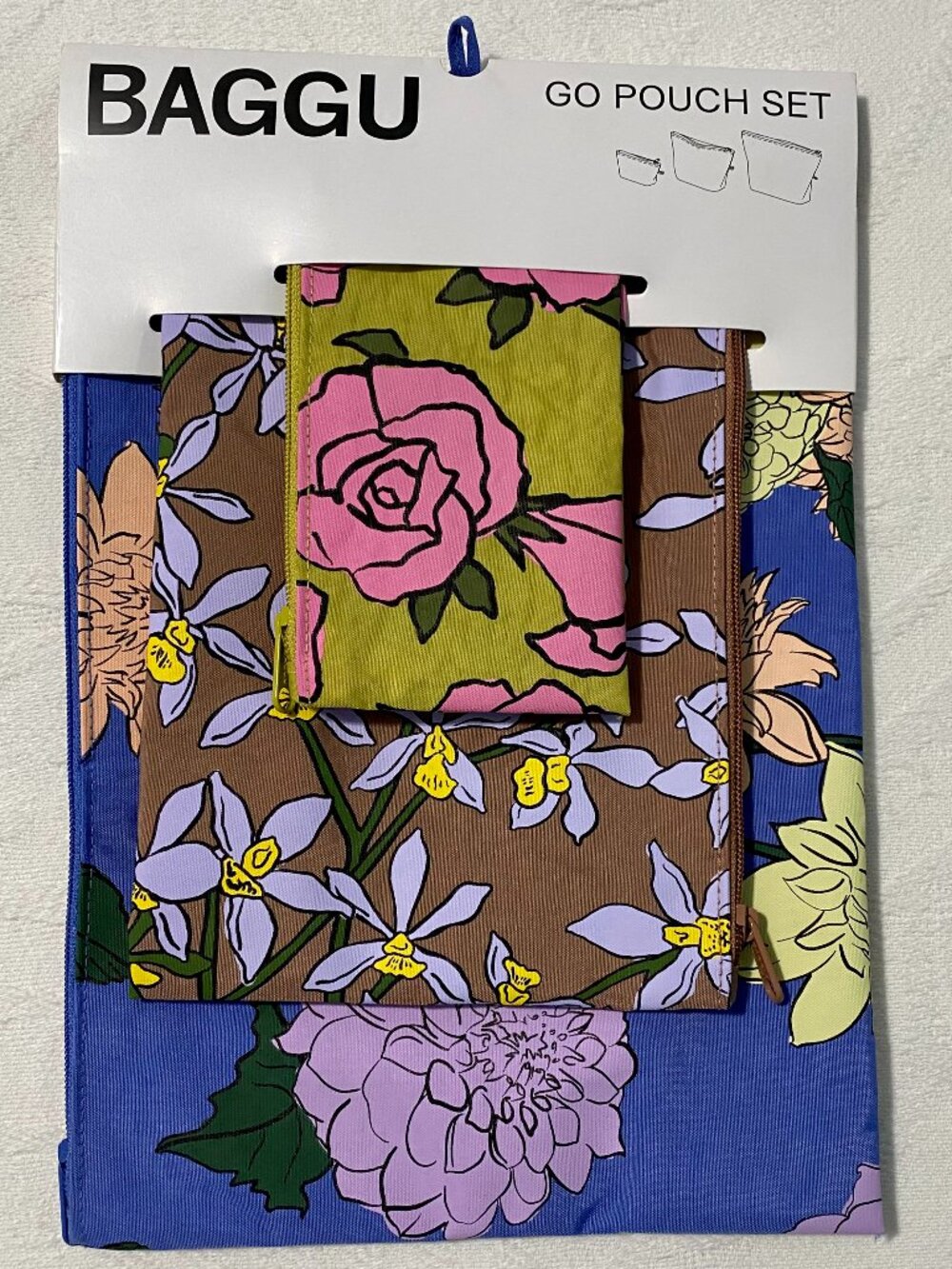 NWT Baggu Go Pouch Set Garden Flowers